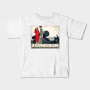 Edinburgh, Scotland - Vintage Travel Poster Design Kids T-Shirt